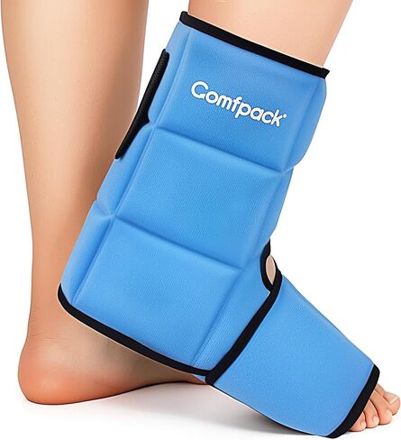 Ankle Ice Pack Wrap for Swelling with Segmented Design, Evenly Distributed Gel Ice Boot Hot Cold Therapy for Foot Surgery, Sprained Ankle and Heels, Plantar Fasciitis, Achilles Tendonitis in Saudi Arabia
