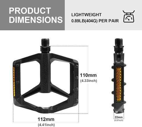 Aluminum Bike Pedals with Reflectors, Anti-Slip Flat Platform Pedals with 2DU Bearings & Chromoly Steel Axle for MTB BMX Gravel Road Bikes in Kuwait