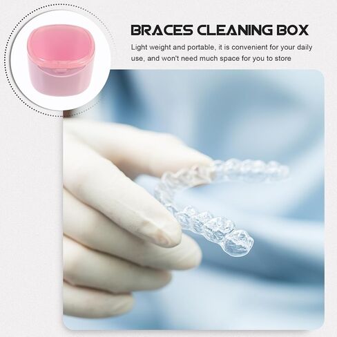 Portable Retainer Cleaning Box for Daily Use, Scratch-Resistant PC Material with Smooth Surface, Sturdy Denture Case for Braces and Retainers in Kuwait