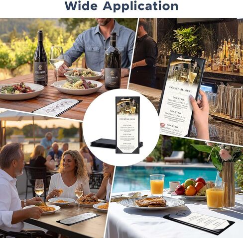 حامل قائمة WeChef للمطعم مقاس 4.25 بوصة × 11 بوصة يغطي قائمة طعام من جلد البولي يوريثان بصفحة واحدة مع زوايا بزاوية لقائمة النبيذ وبار القهوة والحانة والفندق 5 عبوات in Kuwait