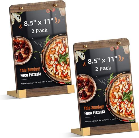 PPH-Sisy 4 Pack Acrylic Sign Holders 4x6 with Wood Base, Tabletop Display Sign Stand for Menu Flyer Poster, Clear Acrylic Paper Frame for Restaurant Coffee Shop Hotel Office Exhibition in Saudi Arabia