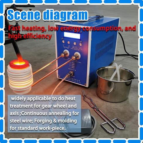 3KW Induction Heating Furnace,Industrial Blacksmithing Equipment Dual Cooling W/Water Temperature Protection 50℃, Metal Melting Welding,Making It Safer in Kuwait