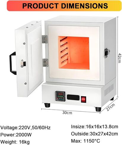 2000W Electric Burnout Oven Kiln, 1150℃ High-Temperature Muffle Furnace for Jewelry, Lab Use, Integrated Precision Casting & Psing Furnace, Ideal for Gold & Silver Jewelry Making in Kuwait