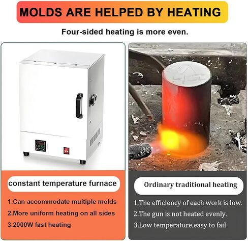 2000W Electric Burnout Oven Kiln, 1150℃ High-Temperature Muffle Furnace for Jewelry, Lab Use, Integrated Precision Casting & Psing Furnace, Ideal for Gold & Silver Jewelry Making in Kuwait