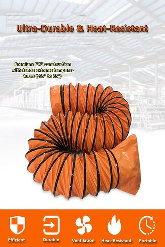 30cm Heavy‑Duty PVC Flexible Ducting Hose, 5m Flame‑Retardant Ventilation Pipe, 0.28mm Thick Foldable Extractor Hose for Industrial Use, HVAC Systems & Workshop Blower【30cm*5m】 in Kuwait