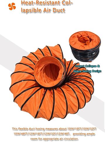 30cm Heavy‑Duty PVC Flexible Ducting Hose, 5m Flame‑Retardant Ventilation Pipe, 0.28mm Thick Foldable Extractor Hose for Industrial Use, HVAC Systems & Workshop Blower【30cm*5m】 in Kuwait