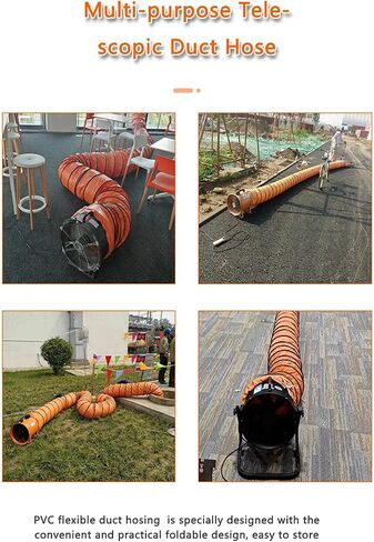 30cm Heavy‑Duty PVC Flexible Ducting Hose, 5m Flame‑Retardant Ventilation Pipe, 0.28mm Thick Foldable Extractor Hose for Industrial Use, HVAC Systems & Workshop Blower【30cm*5m】 in Kuwait