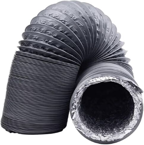 خرطوم أنابيب مرن من الألومنيوم PVC - أنبوب تنفيس هواء 600 سم لمجفف الملابس، غطاء الطباخ، مروحة الشفط، مكيف الهواء (الحليب، 40 سم) - حل عادم متين ومتعدد الاستخدامات in Kuwait