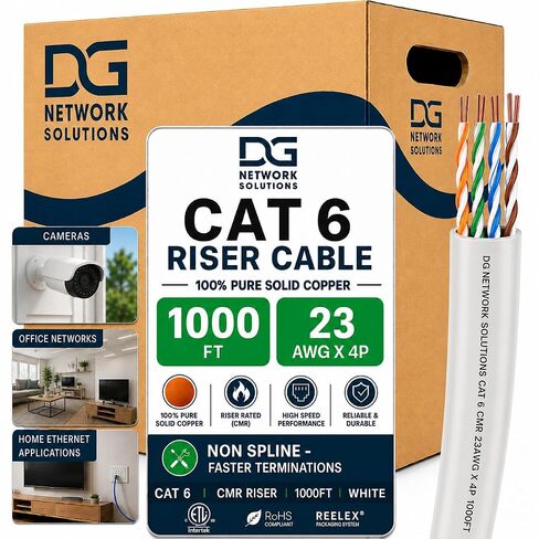 DG CAT6 RISER (CMR) ، 1000 قدم ، غير محمية ، 24AWG ، مع spline (+) ، النحاس العاري الصلب ، 600 ميجا هرتز ، ETL المدرجة ، الاستخدام الداخلي/المنزلي/التجاري ، كابل الإيثرنت الأكبر ، البرتقالي in Kuwait