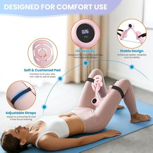 Thigh Trainer, 360°Adjustable Pelvic Floor Muscle Exerciser with LED Display, Inner Thigh Exerciser for Women, Thigh Workout Equipment for Hip, Leg, Arm in Kuwait