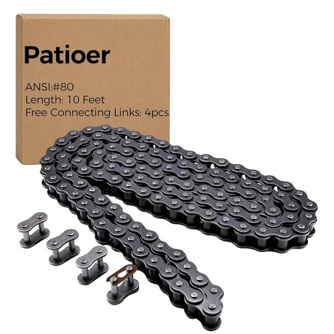 #80 Roller Chain 10FT, 1" Pitch Carbon Steel Drive Chain with 4 Connecting Links, Industrial Grade for Conveyor & Heavy Machinery in Kuwait