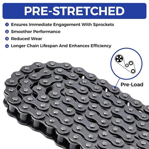 #80 Roller Chain 10FT, 1" Pitch Carbon Steel Drive Chain with 4 Connecting Links, Industrial Grade for Conveyor & Heavy Machinery in Kuwait