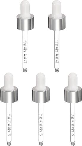 PATIKIL Glass Eye Dropper, 10 Pcs Droppers Liquids Closure Top with Measurement mark for 50ml(1.7oz) Glass Bottles Liquids Essential Oils Dispenser Perfume Storage Lab, Black/Gold Top in Kuwait