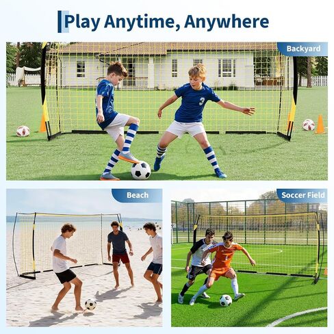 12X6 FT Portable Soccer Goal Foldable Pop-Up Soccer Net with Metal Frame and Carry Bag Quick Set Up Soccer Goal Net for Indoor Outdoor Practice Training Teens and Adults in Saudi Arabia