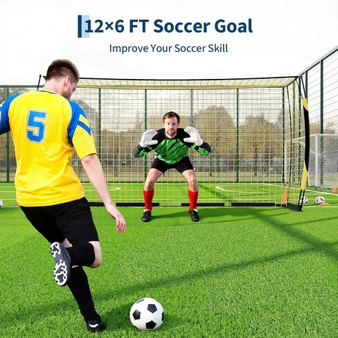 12X6 FT Portable Soccer Goal Foldable Pop-Up Soccer Net with Metal Frame and Carry Bag Quick Set Up Soccer Goal Net for Indoor Outdoor Practice Training Teens and Adults in Saudi Arabia