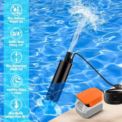 Water Pump for Dewalt 20V MAX Battery, Cordless Portable Sump Pump Submersible for Irrigat, Car Washing,Garden Watering in Kuwait