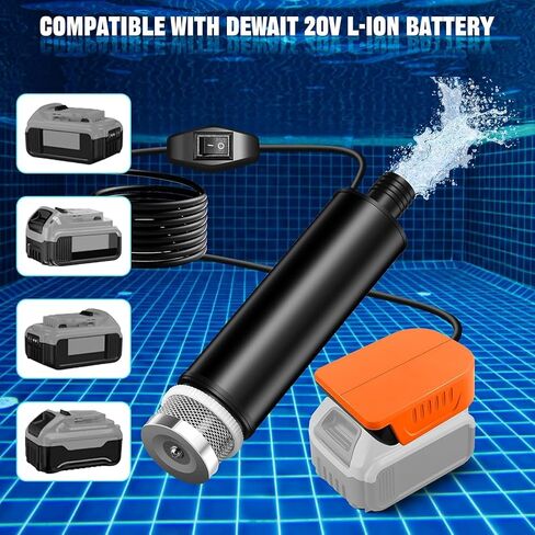 Water Pump for Dewalt 20V MAX Battery, Cordless Portable Sump Pump Submersible for Irrigat, Car Washing,Garden Watering in Kuwait