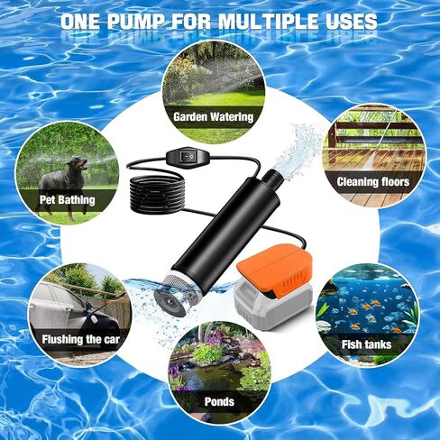 Water Pump for Dewalt 20V MAX Battery, Cordless Portable Sump Pump Submersible for Irrigat, Car Washing,Garden Watering in Kuwait