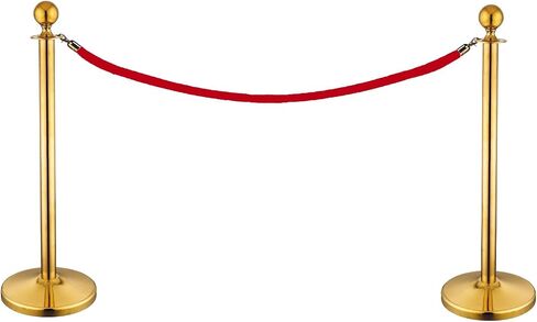 FixtureDisplays® Crowd Control Stanchion Queue Barrier Post Gold Crown Top 2 Poles with 1 60" Rope 2x12004-5+12004-11 in Kuwait
