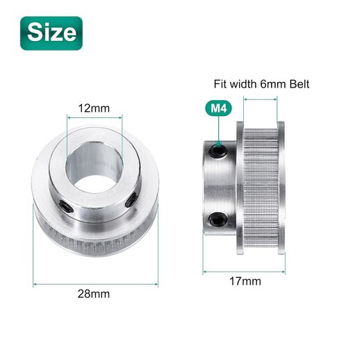 uxcell 4pcs GT-2 40T Pulley Synchronous Wheel 12mm Bore, Aluminum Timing Pulley 40 Teeth, Fit Width 6mm Timing Belt for 3D Printer CNC Machine (with A Wrench) in Saudi Arabia