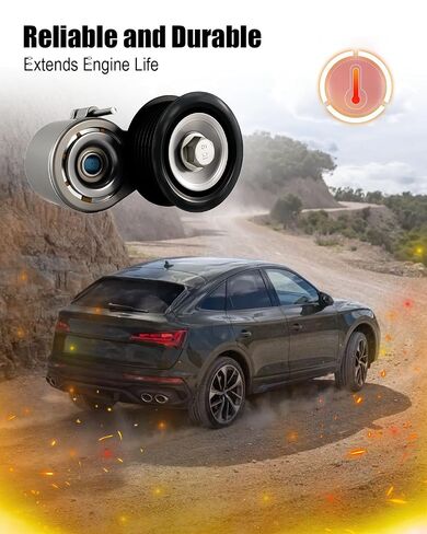 Drive Belt Tensioner Idler Pulley Kit Fit for Audi A6 A7 Q5 Q7 S4 S5 SQ5 Porsche Cayenne Panamera VW Touareg, Replace 06E903133AG 06E903133/AB 06E903137AE 06E903137AB 06E903341H in Saudi Arabia