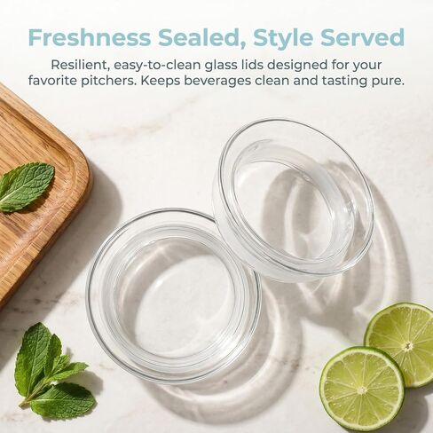 2pcs Replaceable Water Pitcher Lid Glass and Silicone Jug Cover for Easy Cleaning Wear-resistant for Juice and Beverage Storage in Kuwait