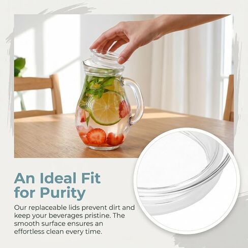 2pcs Replaceable Water Pitcher Lid Glass and Silicone Jug Cover for Easy Cleaning Wear-resistant for Juice and Beverage Storage in Kuwait