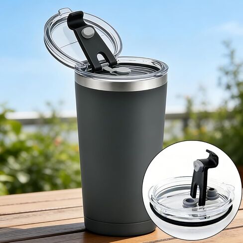 3PCS 20oz Insulated Cup Replacement Flip Top Lid Plastic Splash Proof Leak Proof Transparent Black Dual Drink Cup Lid in Kuwait