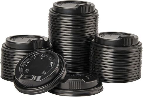 RACETOP [100 Count] Disposable Coffee Cups Lids for 12, 16, 20 oz, Paper Hot To Go Cups, Black Dome Plastic Lids in Kuwait