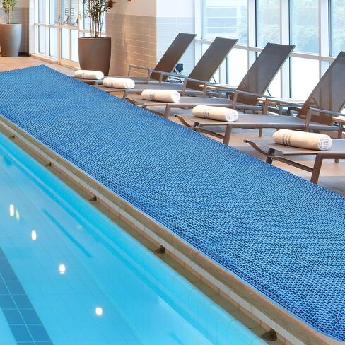 16in x 10Ft Drainage Non Slip Flooring Mats Swimming Pool Bathroom Anti-Fatigue Rubber Matting Heavy Duty Commercial Anti Slip Floor Mats for Garage Restaurant Sauna SPA, 15.7inch x 118inch in Kuwait