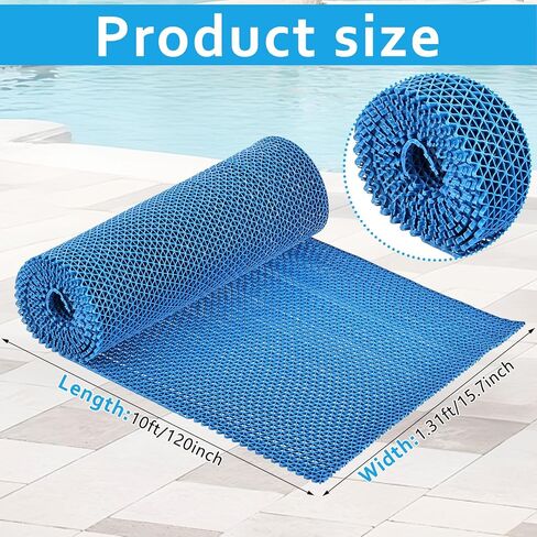 16in x 10Ft Drainage Non Slip Flooring Mats Swimming Pool Bathroom Anti-Fatigue Rubber Matting Heavy Duty Commercial Anti Slip Floor Mats for Garage Restaurant Sauna SPA, 15.7inch x 118inch in Kuwait