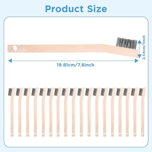 18 Pack 7.8 Inch Stainless Steel Wire Scratch Brush with Wood Handle Small Metal Brush Cleaning Brushes for Rust, Paint, Dirt Removal, Metal and Hard Surface Cleaning in Kuwait