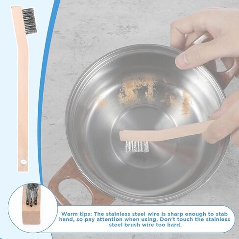 18 Pack 7.8 Inch Stainless Steel Wire Scratch Brush with Wood Handle Small Metal Brush Cleaning Brushes for Rust, Paint, Dirt Removal, Metal and Hard Surface Cleaning in Kuwait