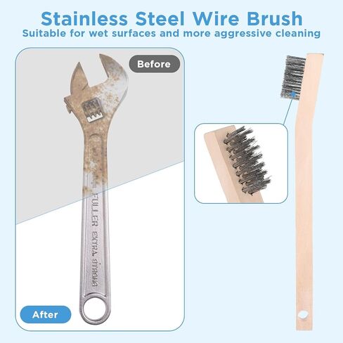 18 Pack 7.8 Inch Stainless Steel Wire Scratch Brush with Wood Handle Small Metal Brush Cleaning Brushes for Rust, Paint, Dirt Removal, Metal and Hard Surface Cleaning in Kuwait