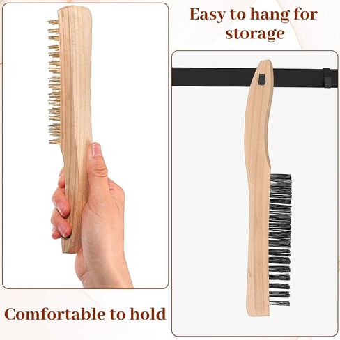 Kifmurase Wire Brush Set 12 Pcs Stainless Steel/Brass/Nylon Bristles Wire Scratch Brush with Beechwood Curved Handle for Rust, Dirt and Paint Cleaning in Kuwait
