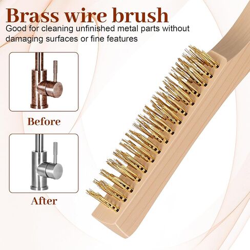 Kifmurase Wire Brush Set 12 Pcs Stainless Steel/Brass/Nylon Bristles Wire Scratch Brush with Beechwood Curved Handle for Rust, Dirt and Paint Cleaning in Kuwait