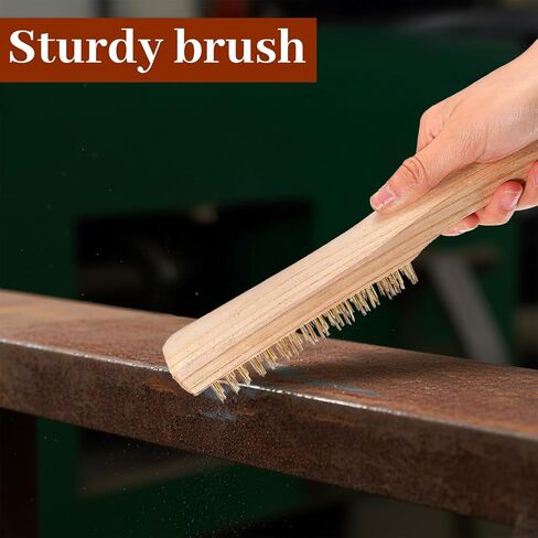 Kifmurase Wire Brush Set 12 Pcs Stainless Steel/Brass/Nylon Bristles Wire Scratch Brush with Beechwood Curved Handle for Rust, Dirt and Paint Cleaning in Kuwait