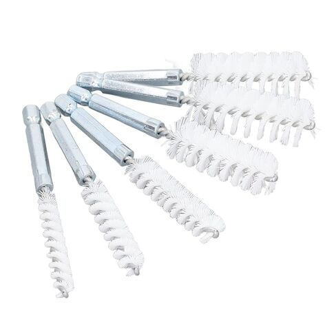 6Pcs Nylon Bore Brush Set, 8, 10, 12, 15, 17 19 mm Nylon Bore Cleaning Brushes, White 1/4 Hex Shank Drill Brush for Machining Sanding Cleaning Removal Impact Driver in Kuwait