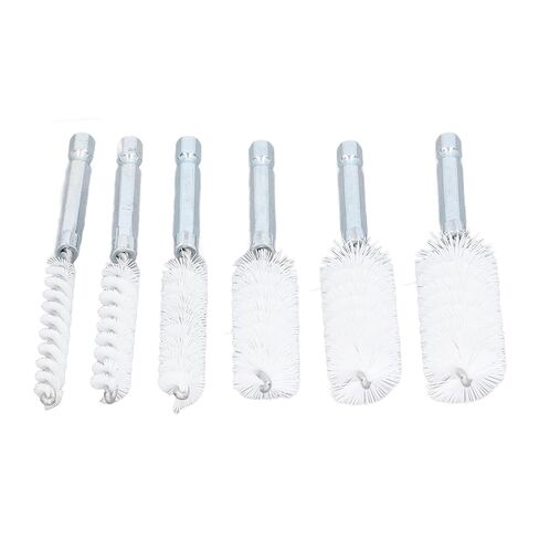 6Pcs Nylon Bore Brush Set, 8, 10, 12, 15, 17 19 mm Nylon Bore Cleaning Brushes, White 1/4 Hex Shank Drill Brush for Machining Sanding Cleaning Removal Impact Driver in Kuwait