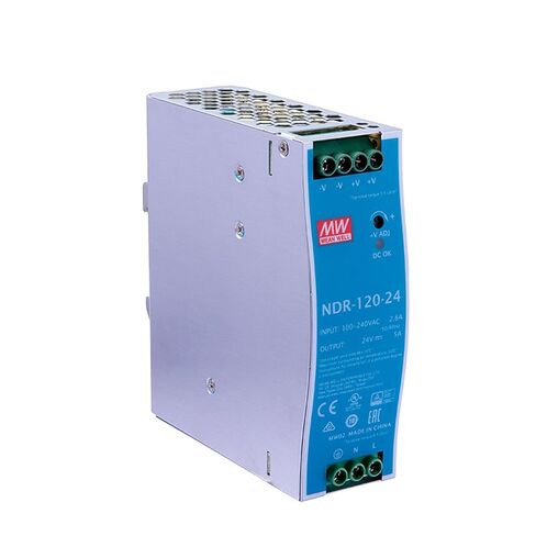 NDR-120-24 مزود طاقة السكك الحديدية الصناعية DIN 24V 5A عالي الكفاءة للأتمتة الصناعية معتمد من UL / TUV in Kuwait