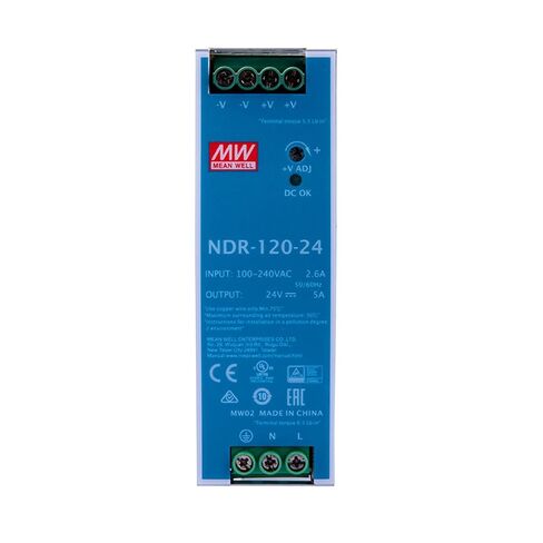 NDR-120-24 مزود طاقة السكك الحديدية الصناعية DIN 24V 5A عالي الكفاءة للأتمتة الصناعية معتمد من UL / TUV in Kuwait