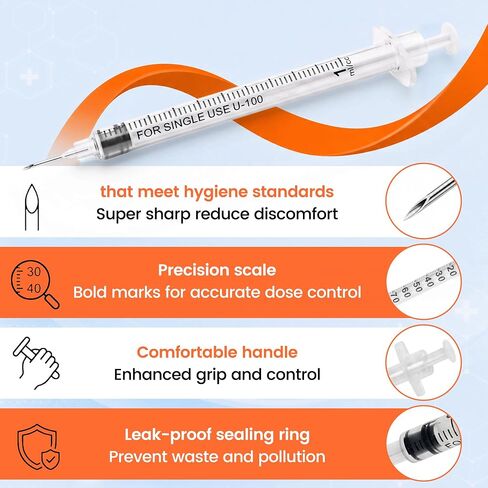 30PACK U-100 1ml/cc 30G 5/16'' (8mm) Disposable Jeringa with Aguja – Individually Wrapped for Lab, Industrial & DIY Liquid Handling in Saudi Arabia