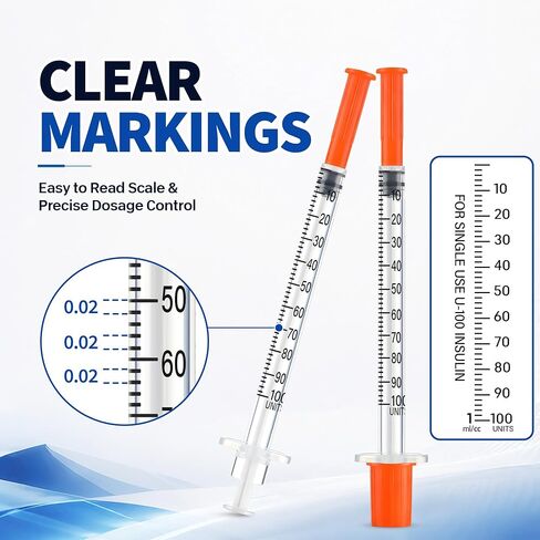 100 Pack 1ml 31G 5/16 Inch (8mm), Individually Packed, Leak-Proof, Disposable, Lab Supplies in Saudi Arabia