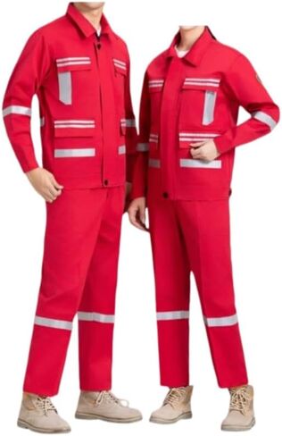 Customized 100% Cotton Flame Resistant Anti-Static Two-Piece Work Set Unisex Long Sleeve FR Jumpsuit (Blue, 4XL) in Saudi Arabia