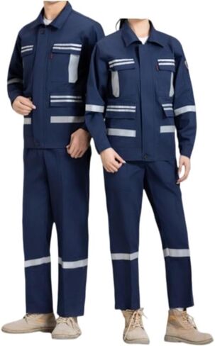 Customized 100% Cotton Flame Resistant Anti-Static Two-Piece Work Set Unisex Long Sleeve FR Jumpsuit (Blue, 4XL) in Saudi Arabia