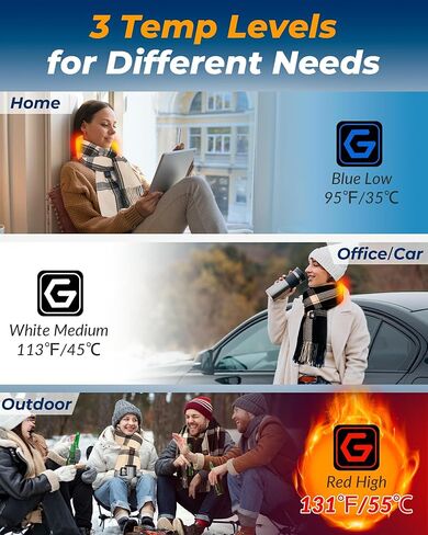 Graphene Heated Scarf Gifts for Women Men 6000mAh Battery Rechargeable Shawl Wrap Electric Heating Pads in Saudi Arabia