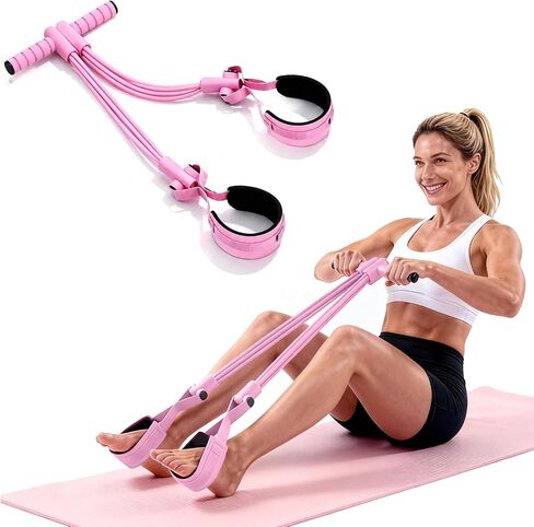 Pedal Resistance Bands with Handles, Separated 8-Tube Multifunction Exercise Bands, Yoga Tension Rope, Natural Rubber Elastic Equipment for Abdomen, Waist, Arm, Leg Stretching in Saudi Arabia