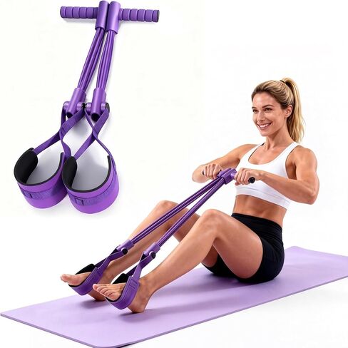 Pedal Resistance Bands with Handles, Separated 8-Tube Multifunction Exercise Bands, Yoga Tension Rope, Natural Rubber Elastic Equipment for Abdomen, Waist, Arm, Leg Stretching in Saudi Arabia