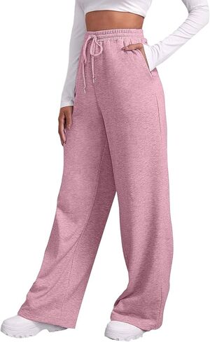 Womens Wide Leg Sweatpants Baggy Casual Fall Winter Drawstring Wide Leg Sweat Travel Track Pants with Pockets in Saudi Arabia
