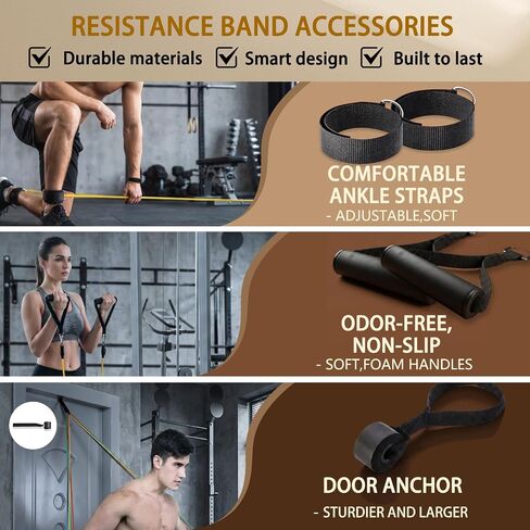 Resistance Bands with Handles, Workout Bands, Exercise Resistance Bands Set for Men & Women, Fitness Bands for Resistance Training, Physical Therapy, Home Workout Set in Saudi Arabia